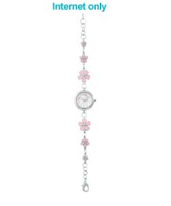 Watch with Pink and Silver Strap