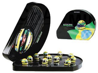 Set of 11 1:8 Scale Race Helmets - Ayrton Senna -