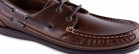 Helmsman New Mens Helmsman Boat Deck Leather Lace Up Moccasin Shoes Size UK 7 - 12, Brown, UK 10