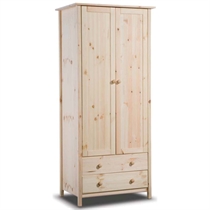 helsinki Natural Pine 2 Door 2 Drawer Wardrobe