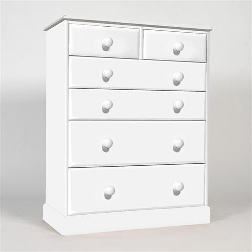 Hemingway White Painted Pine 6 Drawer Chest