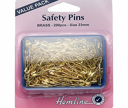 Hemline Brass Safety Pins, 23mm