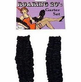 Henbrandt ROARING 20S GARTER SET BLACK LADIES FANCY DRESS FLAPPER STYLE