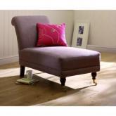 henley Compact Chaise - Sanderson Albury Stripe Straw - Dark leg stain