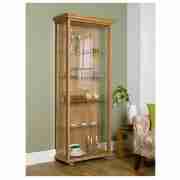 Henley Double Glass Display Cabinet, Knotty Oak