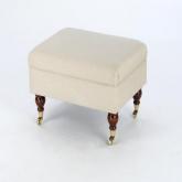 Footstool - Harlequin Linen Biscuit - White leg stain