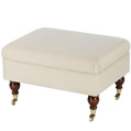 Henley Footstool - Linwood Vienne Brushed Cotton Charcoal - Light leg stain