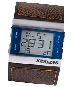Henleys Gents Brown Digital Cuff Watch