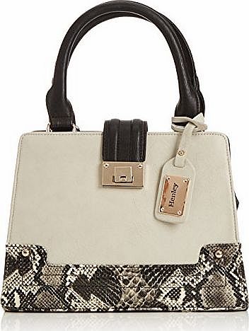 Henleys Henley Womens Maya Top-Handle Bag, Grey/Black/Snake