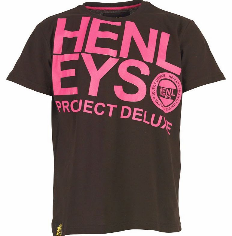 Henleys Junior Gaugin T-Shirt Black/Pink