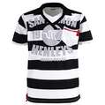 HENLEYS stripe polo top with mock T-shirt inset