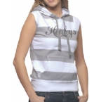 Henleys Womens Cruella Short Sleeve Stripe Hoody White/Grey