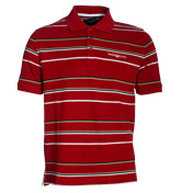 Berto Red Stripe Pique Polo Shirt