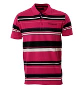 Cerise Pink Stripe Pique Polo Shirt