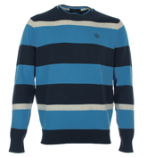 Delta Blue and Grey Striped Sweater