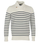 Henri Lloyd Duke Cream and Navy Shawl Neck Sweater
