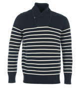 Henri Lloyd Duke Navy and Cream Shawl Neck Sweater