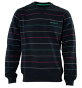 Navy Sweatshirt with Coloured Stripes