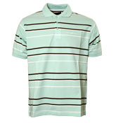 Pale Aqua Stripe Pique Polo Shirt
