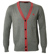 Henri Lloyd Pitfield Grey and Pink Button Cardigan