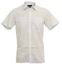 Silver and White Small Check Short Sleeve Shirt