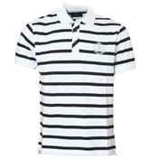Henri Lloyd White and Navy Stripe Pique Polo Shirt