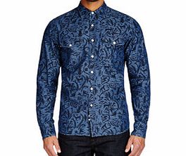 Hentsch Man Navy blue floral and animal print shirt