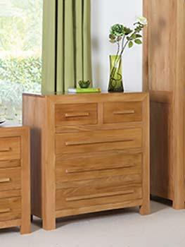 Caley Solid Oak 2+3 Drawer Chest