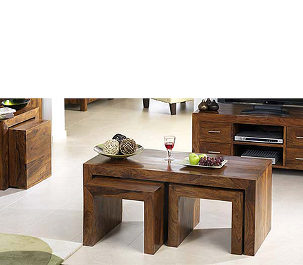 Heritage Furniture UK Ltd Laguna Sheesham Nest of 3 Coffee Tables