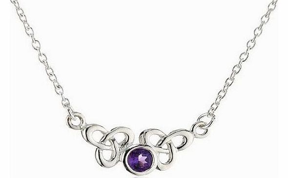 Heritage Womens Sterling Silver and Amethyst Celtic Trilogen Necklace 9288AM , 17``