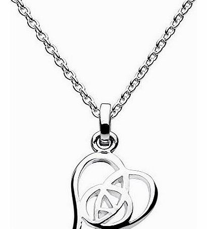 Womens Sterling Silver Mackintosh Open Rose Heart Necklace, 91F5HP 18``
