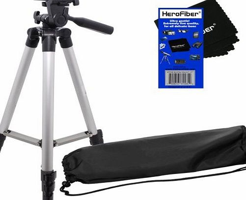 50``/127 Cm Light Weight Aluminum Photo/Video Tripod & Carrying Case for Nikon D3000, D3100, D3200, D5000, D5100, D5200, D5300, & D7000 Digital SLR Cameras w/ HeroFiber Ultra Gentle Cleaning C