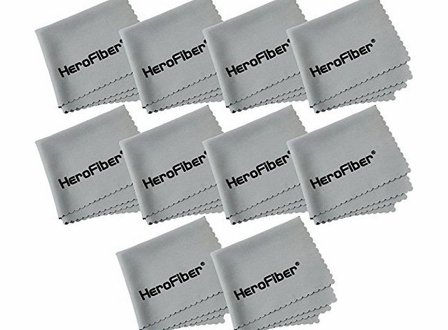 Herofiber  Ultra Gentle Cleaning Cloth for Cameras, Lenses, Smart Phones, Tablets, Gems and all other delicate items (Black) - 10 Pack