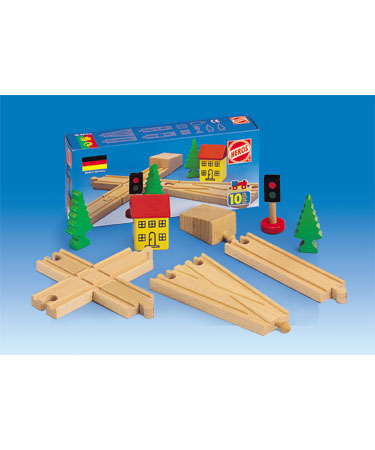 Heros Wooden Toys 10 pc CROSSING-SHUNTING SET.