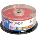 Hewlett Packard HP DVD-R 8x Branded in 25 Cake
