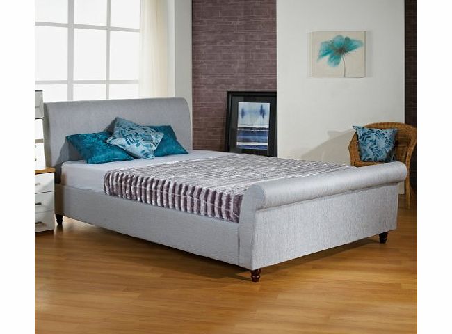 Hf4you  Upholstered Sleigh Bed Frame Grey - 5Ft Kingsize - Ice Grey - No Mattress (Frame Only)