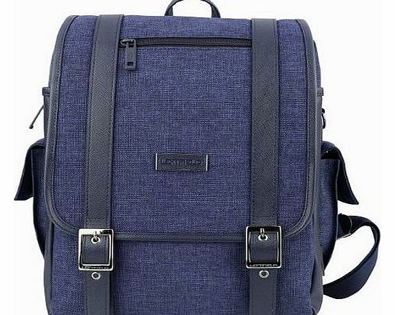 Hi Korean Fashion Mens Canvas Laptop Backpacks Casual School Rucksacks Bags (Navy Blue)