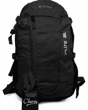 Brand New Hi-Tec 25L 35L V Lite Hiking Travel Backpack Rucksack Hand Luggage Hiking Flight Bag (25L Black)
