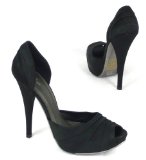 Garage Shoes - Louby - Womens High Heel Shoe - Black Satin Size 6 UK