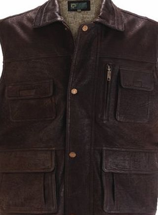 Hide Park Brown Leather Gilet - Medium
