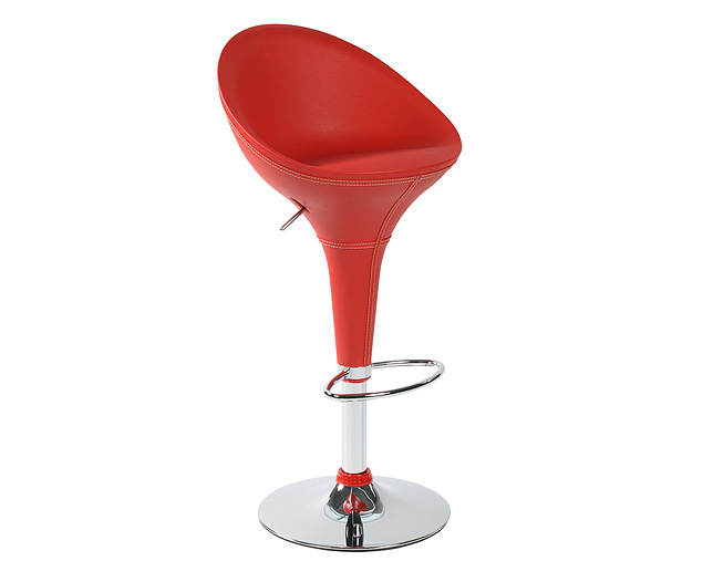 Back Bonded Leather Bar Stool Red