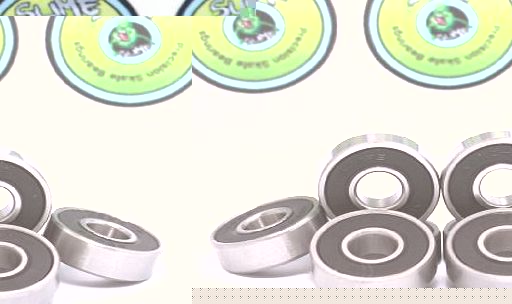 HIKS Products 8 x TITANIUM SLIME - ABEC 9 608 RS Water Resistant Rubber Seal Skateboard / Stunt Scooter / Inline Skate Bearings ** FREE Slime Sticker **