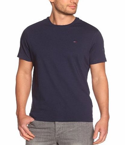 Hilfiger Denim Mens Crew Neck 1/2 Sleeve T-Shirt - Blue - Blau (409 PEACOAT) - 50 (Brand size: L)