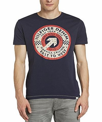 Hilfiger Denim Mens Feo Cn Crew Neck Short Sleeve T-Shirt, Peacoat, Medium