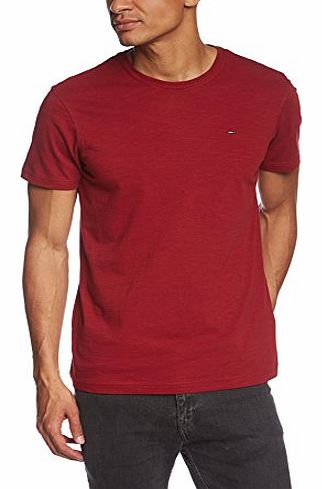 Hilfiger Denim Mens Hanson Cn Knit S/S Crew Neck Short Sleeve T-Shirt, Red (Rhubarb-Pt 615), Large
