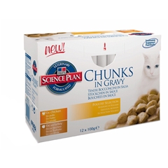 Hills Science Plan Feline Pouch Adult Cat Food Poultry in Gravy 100gm 12 Pk