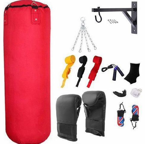 red canvas 3ft punch bag bracekt