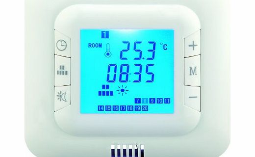 Hiwell Digital Underfloor Heating Thermostat. Suitable For Almost All Electric Heating Systems. Includes Floor amp; Air Sensor. White Back Light. Max 16Amp Load