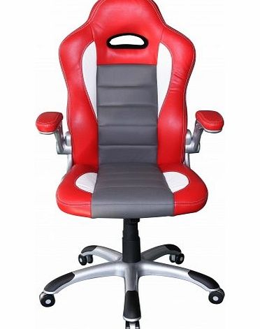 hjh OFFICE Swivel Chair / Office Chair RACER SPORT In Red / Grey Racing Ergonomic Tilt Function Desk Chair INCLUDING CASTORS FOR HARD FLOORS by hjh OFFICE