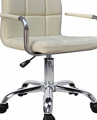 HNNHOME New Design Swivel PU Leather Office Furnitue Computer Desk Office Chair Cream